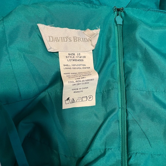 Teal Cotton Sateen Semiformal Dress from David’s Bridal, Size 22 - Picture 4 of 6